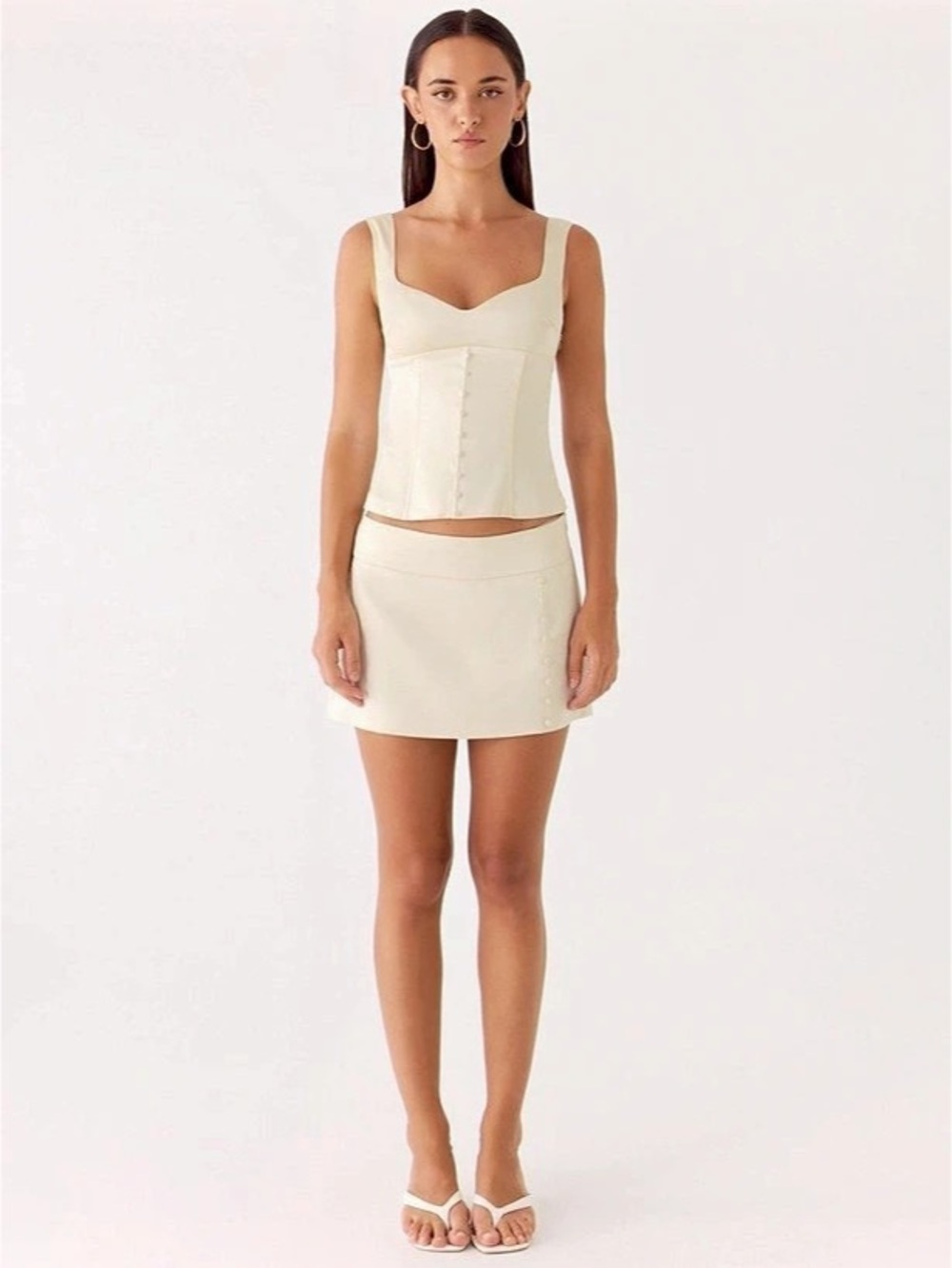 Peppermayo Posy Satin Mini Skirt in Cream